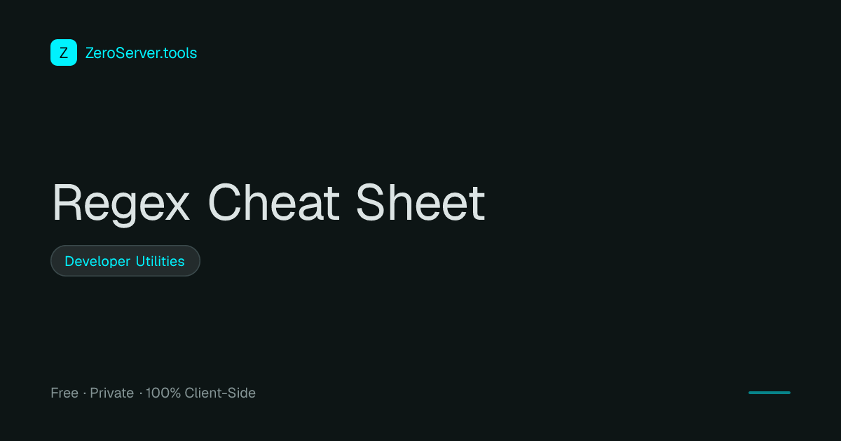 Regex Cheat Sheet | 100% Private Client-Side Tool